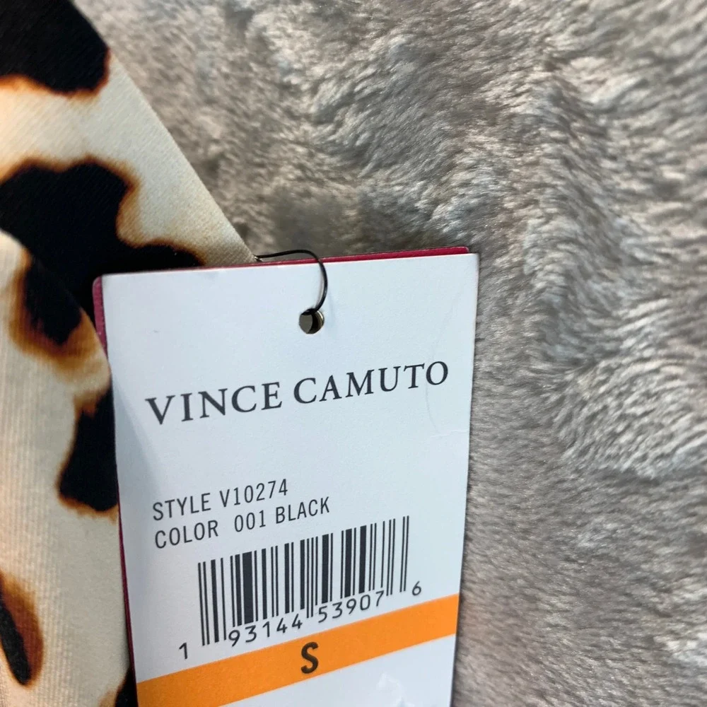 Vince Camuto Leopard Print Chain Strap Halter Blouson Tankini Top Small V10274